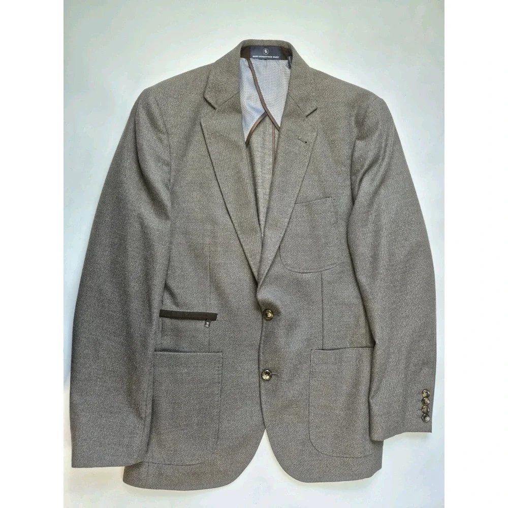Hart Schaffner Marx Mens Sports Coat 39R Brown 2 Button Blazer Regular M